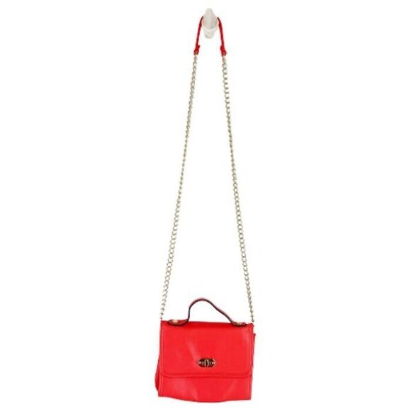 Steve Madden Crossbody Bag Purse Gold Chain Handle Coral Pink Faux Leather NEW - Picture 5 of 14